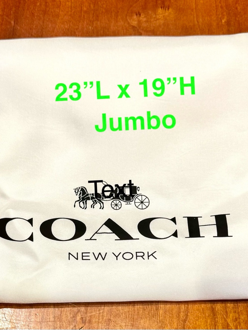 NEW JUMBO COACH AUTHENTIC DUST BAG (measured  BELOW the drawstring)